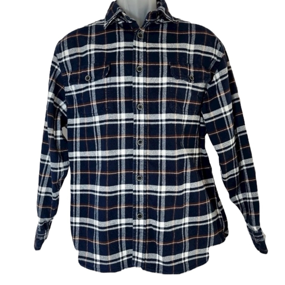 JACHS Men’s Large Blue Tartan Flannel‎ Shirt Long Sleeve Button Up